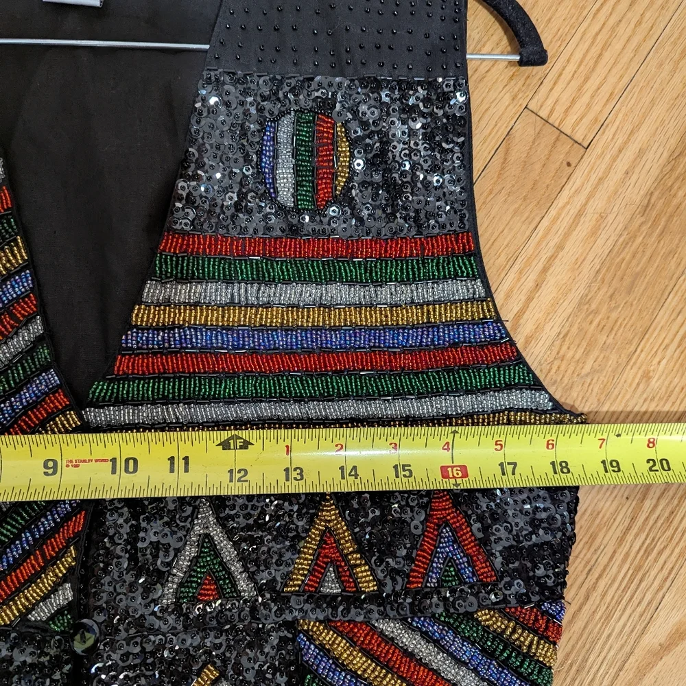 Vintage 90s Mens Effeci Abstract Colorful Beaded Western Vest M 80s Maximalist